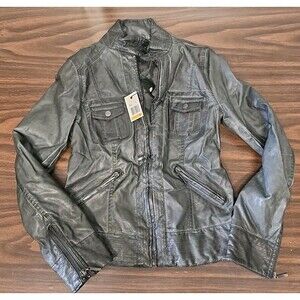Maurices Faux Leather Jacket Size Small Olive 4M07L27 New With Tags Studio M